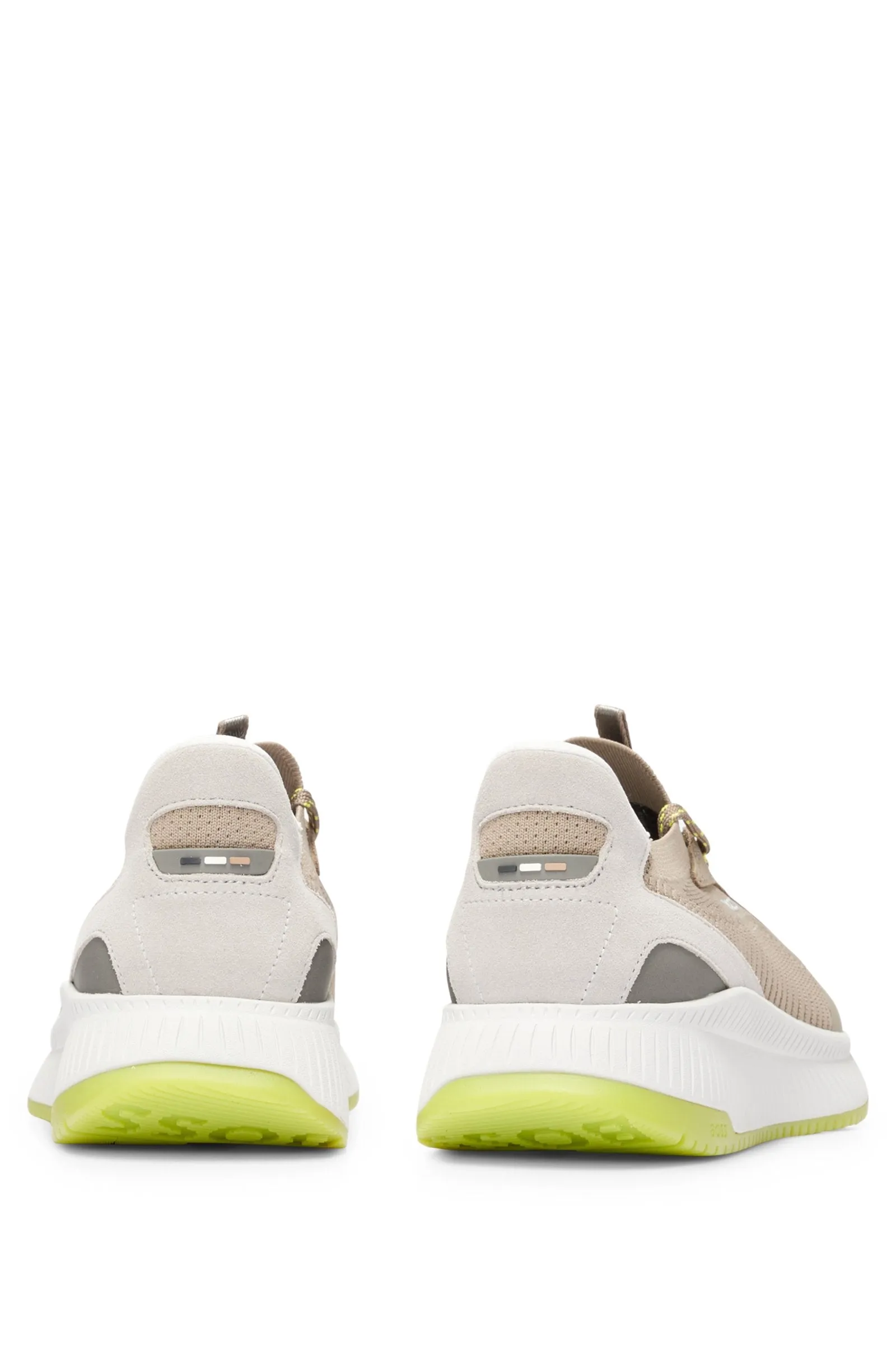 Boss Sock Trainers with Knitted Upper and Fishbone Sole - Green