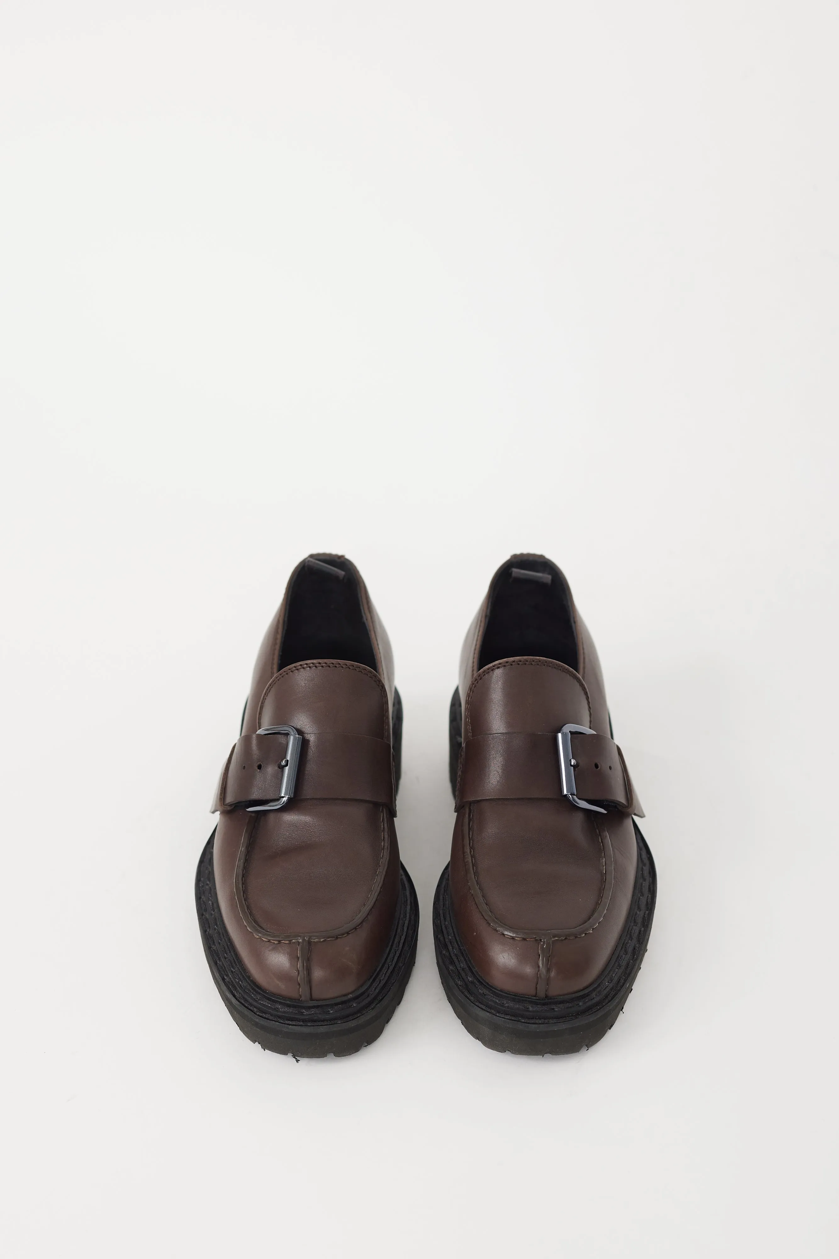 Brown & Silver Leather Chunky Loafer