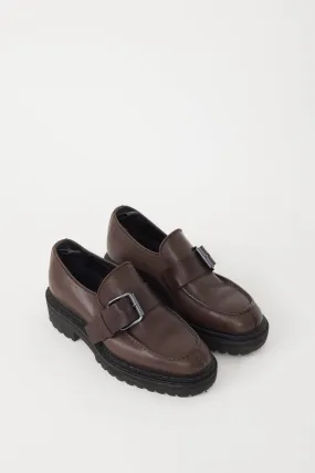 Brown & Silver Leather Chunky Loafer