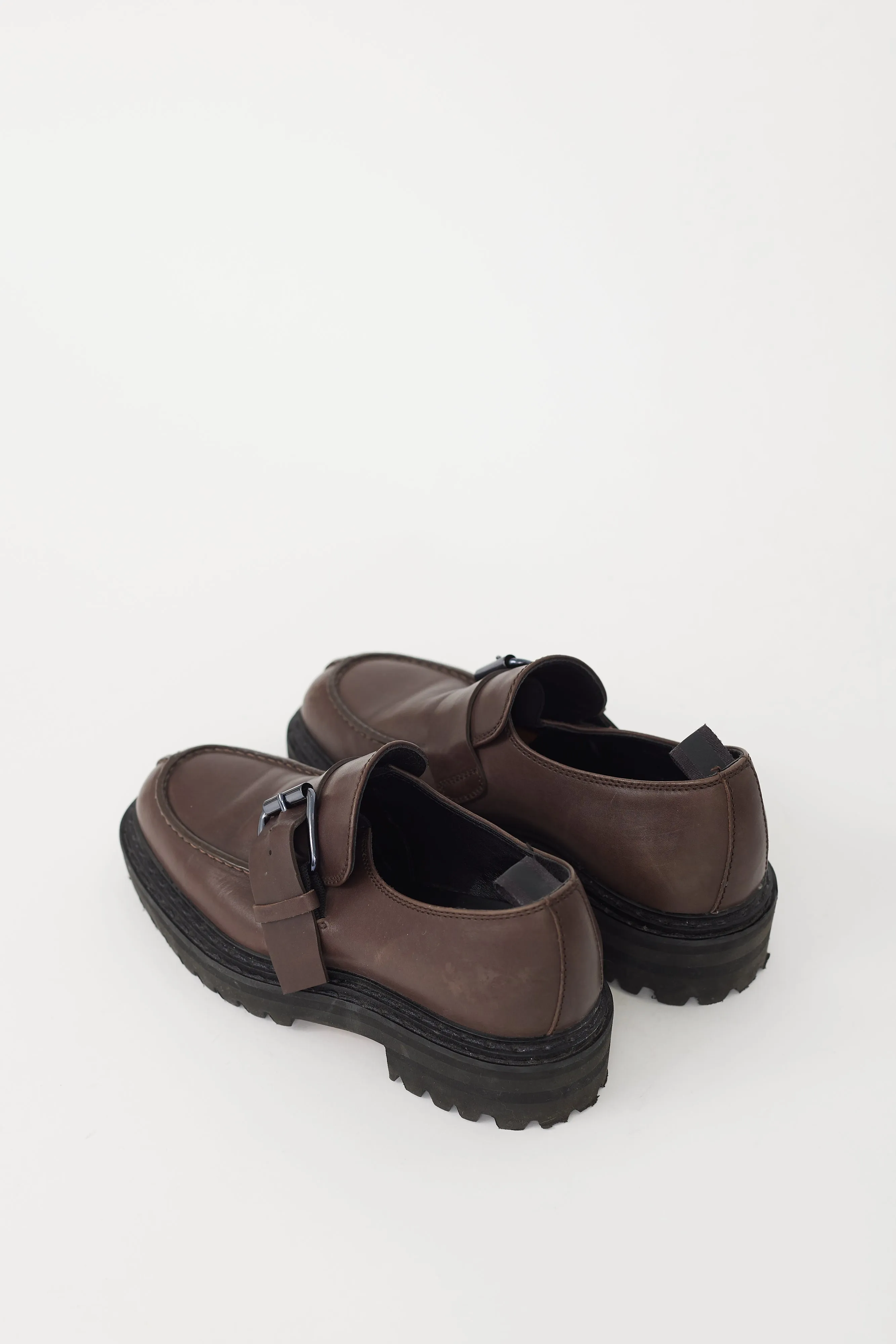 Brown & Silver Leather Chunky Loafer