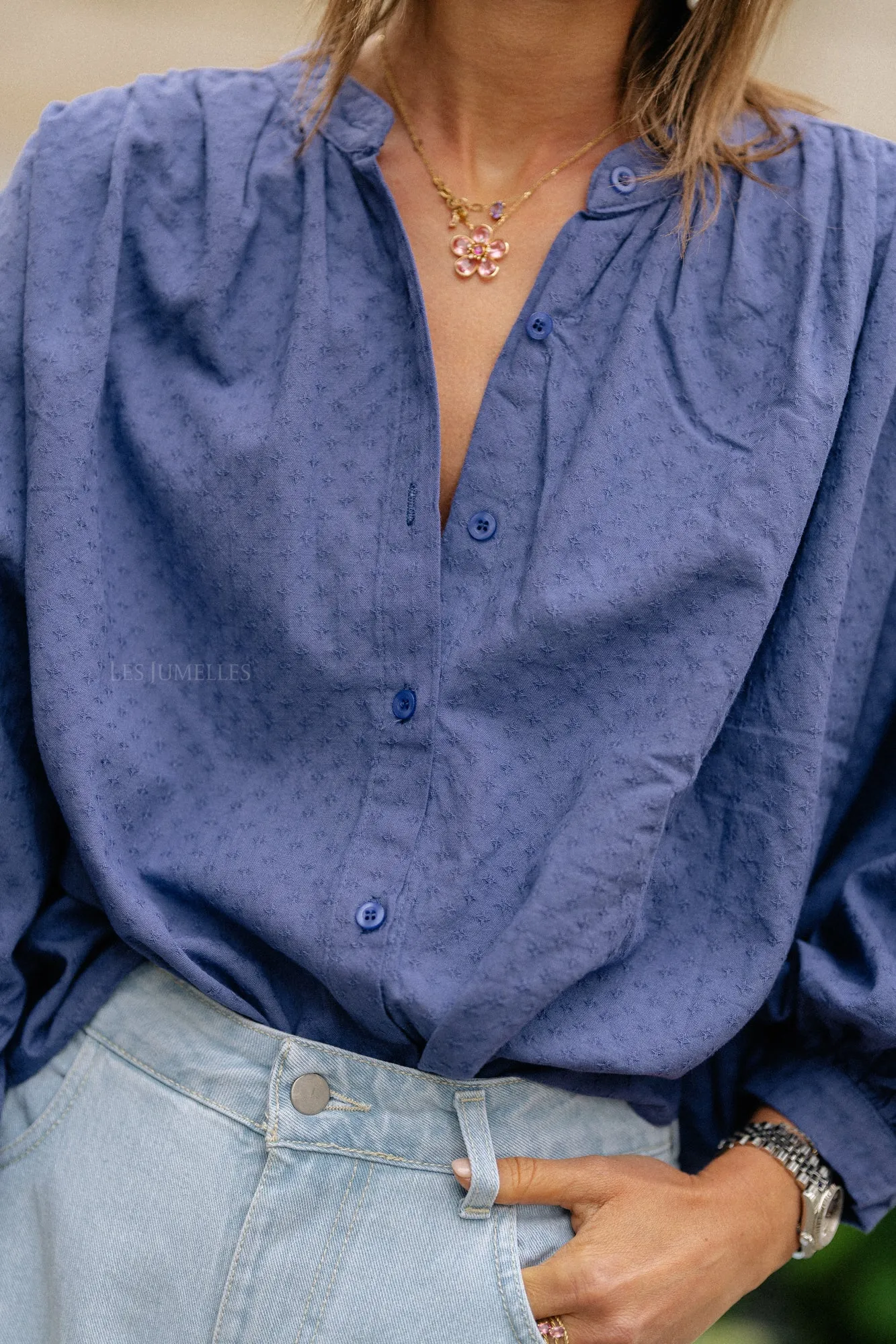 Cadie cotton blouse jeans blue