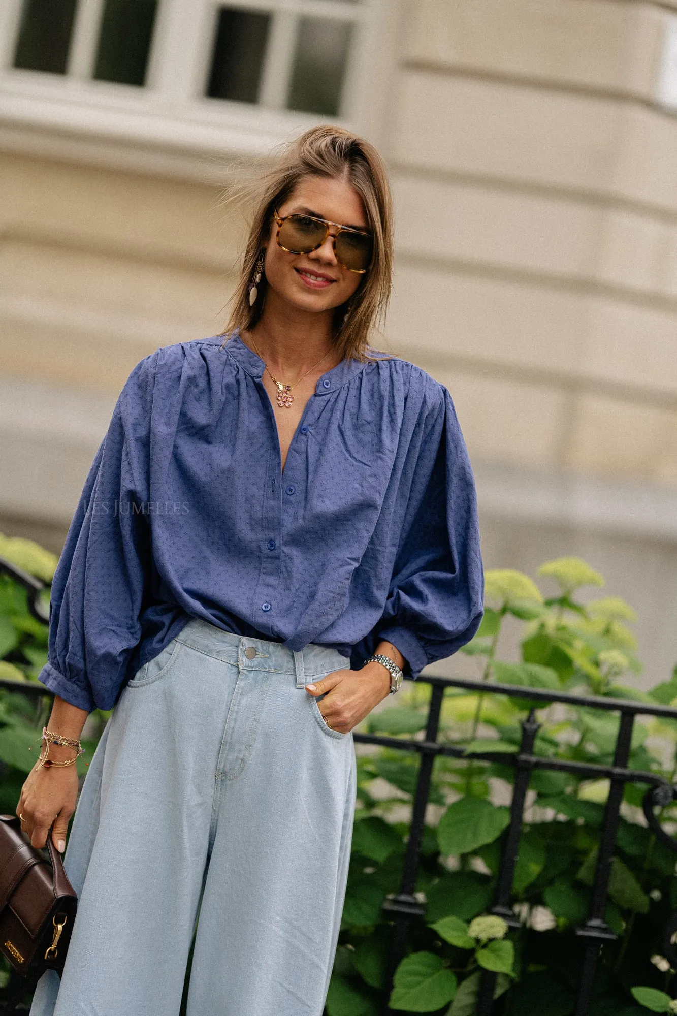 Cadie cotton blouse jeans blue