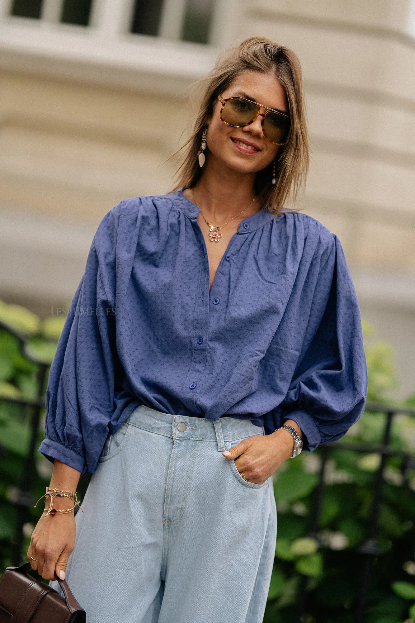 Cadie cotton blouse jeans blue