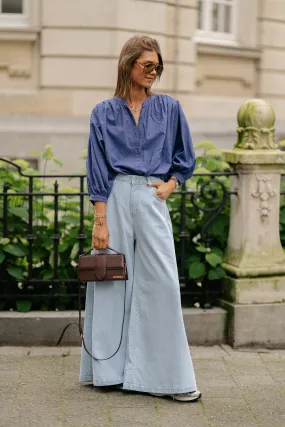 Cadie cotton blouse jeans blue