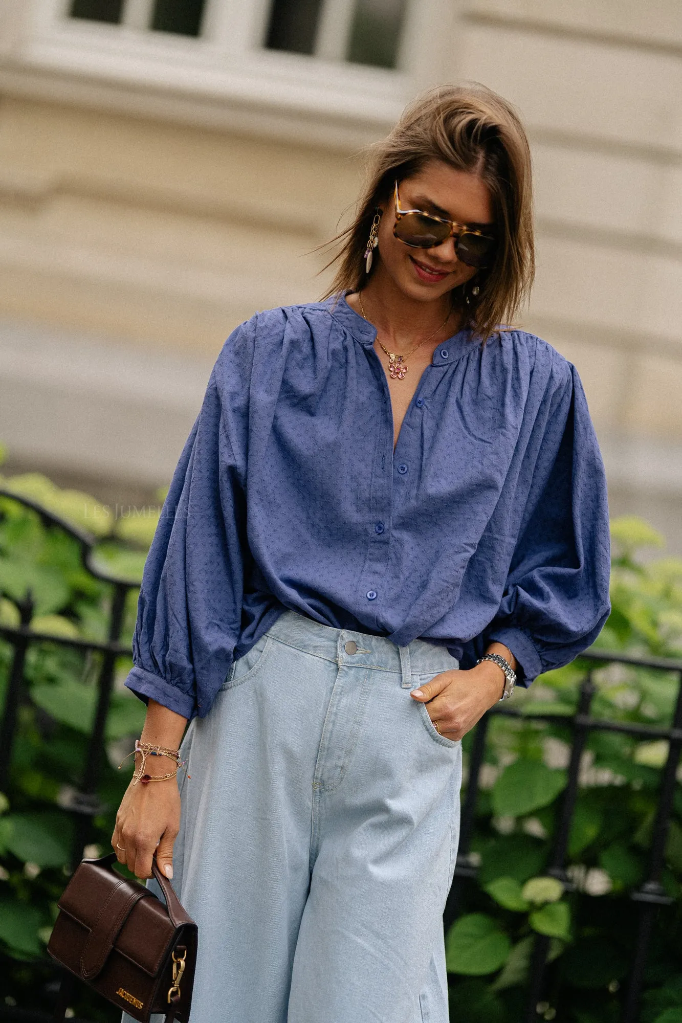 Cadie cotton blouse jeans blue