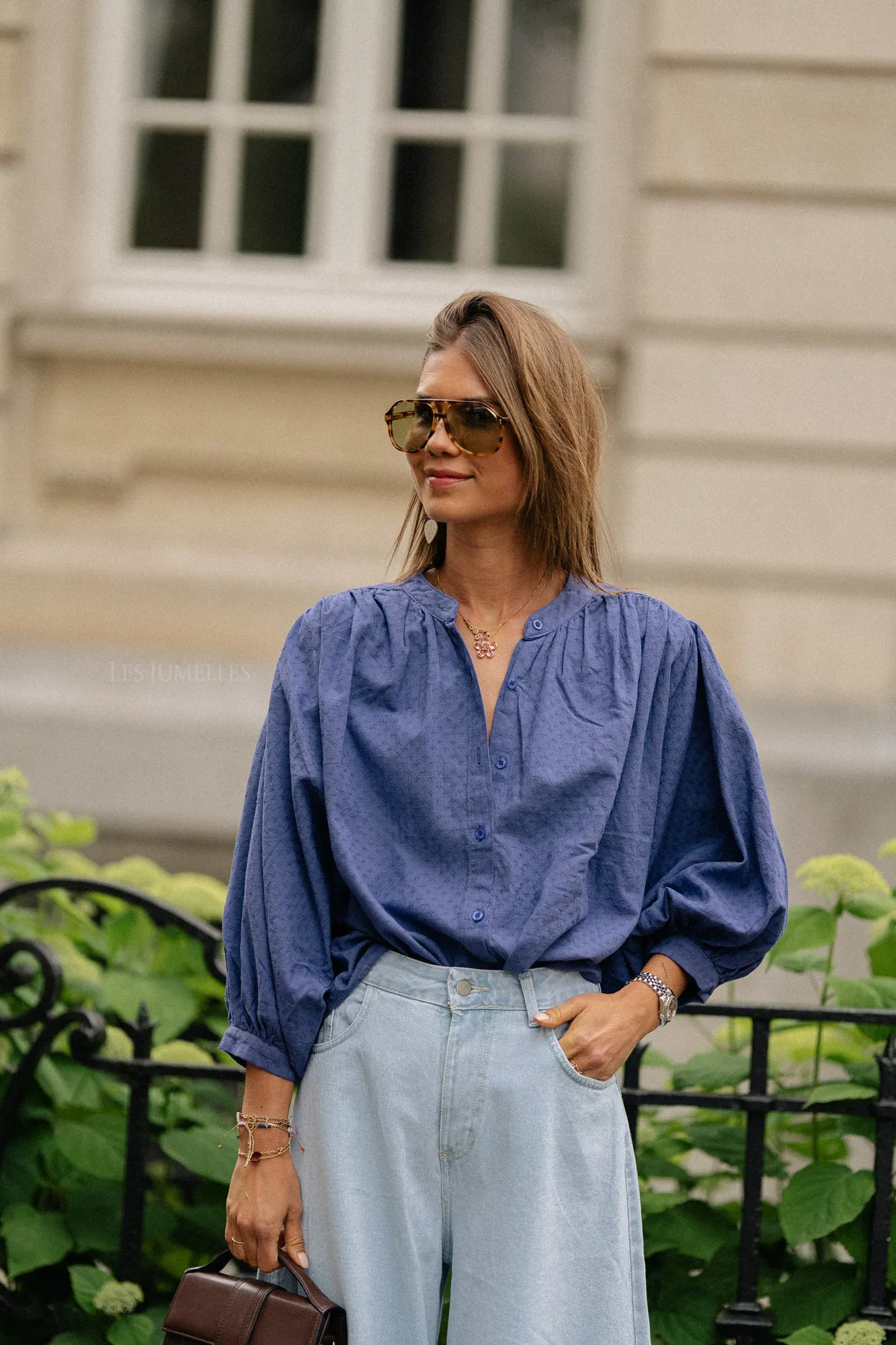 Cadie cotton blouse jeans blue