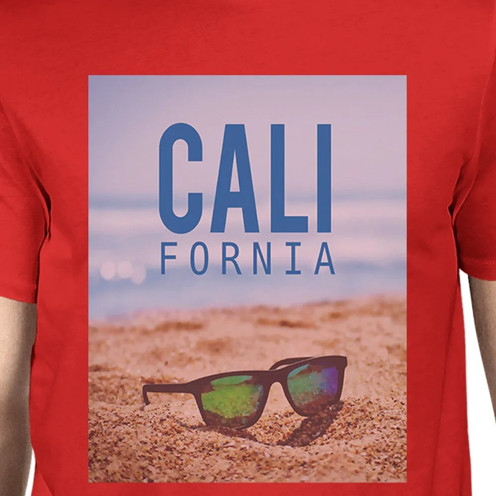 California Beach Sunglasses Real Photo Mens Crewneck Summer T-Shirt