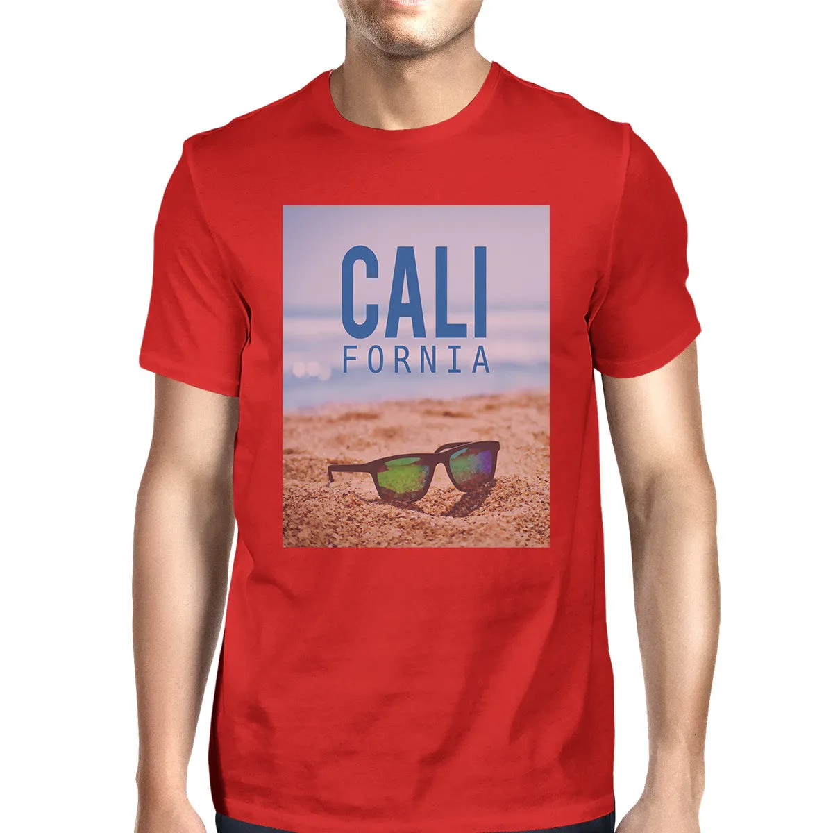 California Beach Sunglasses Real Photo Mens Crewneck Summer T-Shirt