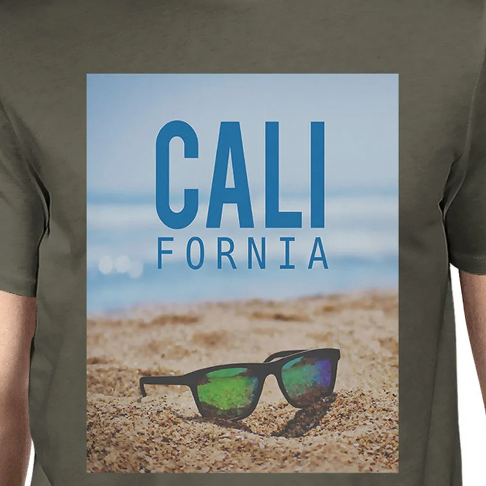 California Beach Sunglasses Real Photo Mens Crewneck Summer Tee