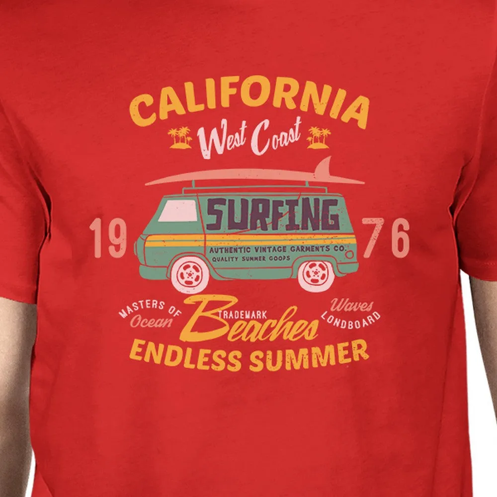 California Beaches Endless Summer Mens Red Shirt