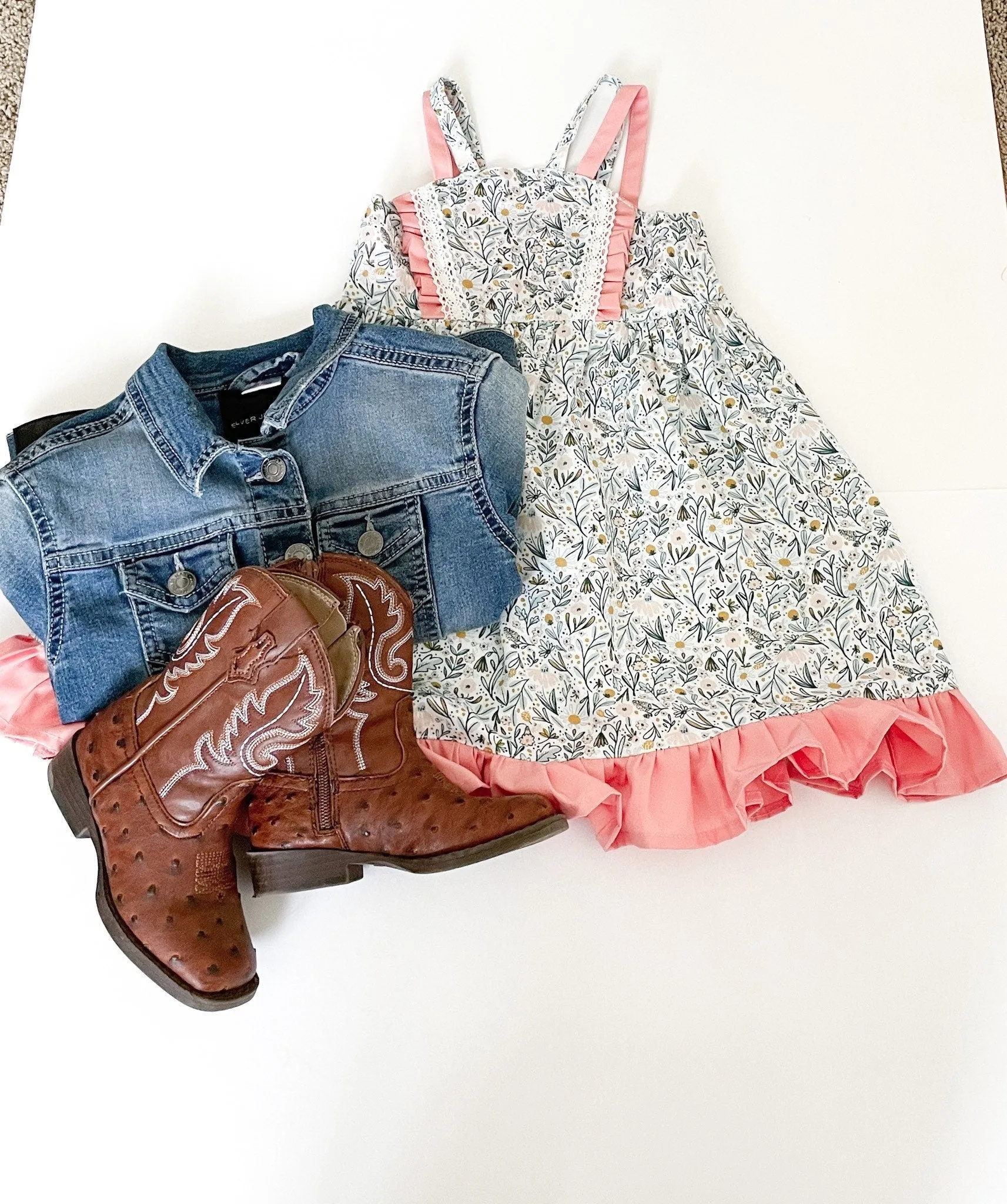 Custom Made Spring Easter Girls Floral Pink Sun Dress. Made in Canada by Oakley Rae Handmade