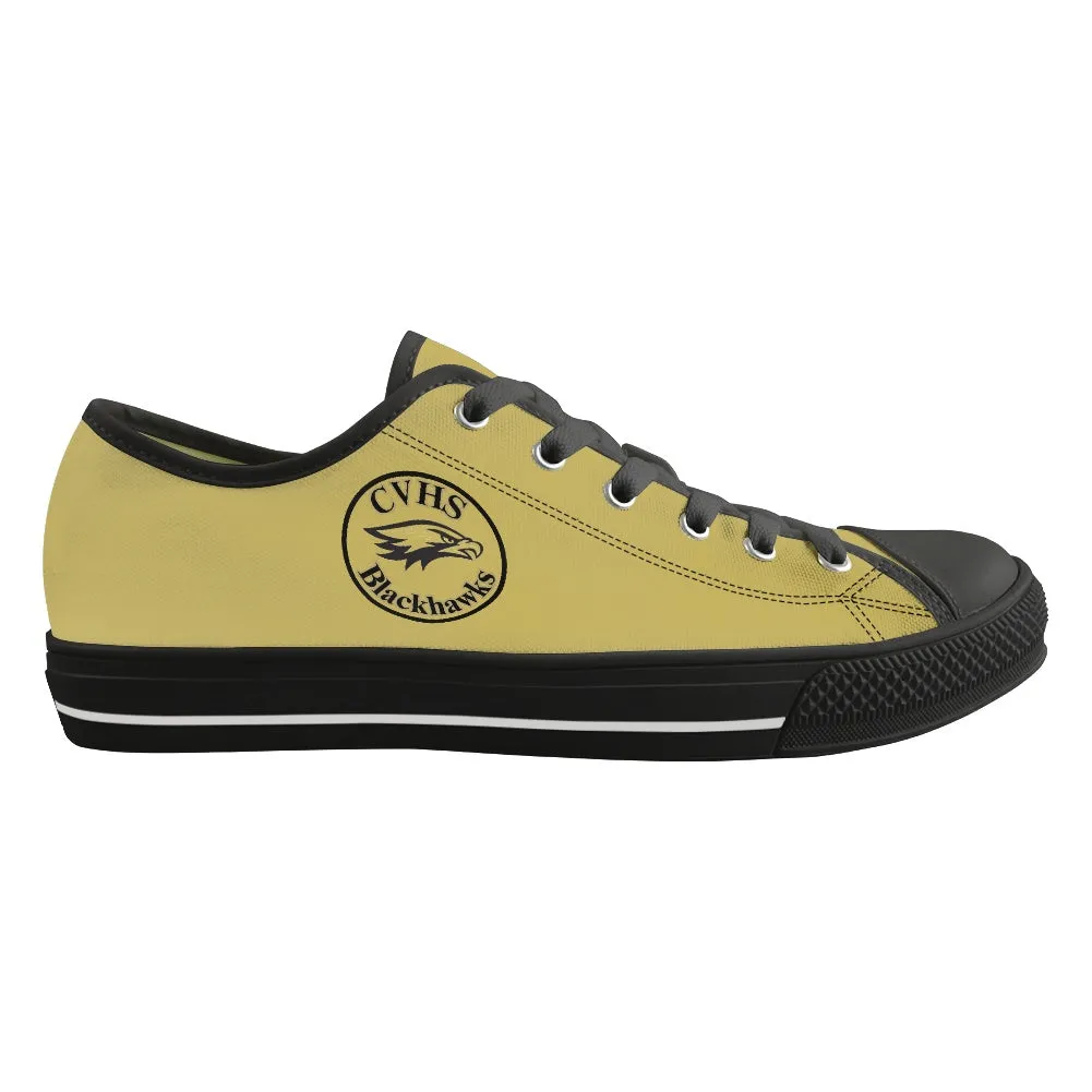 CVHS Blackhawk Round Logo Blackhawk Gold & Black Classic Low Top Canvas Shoes