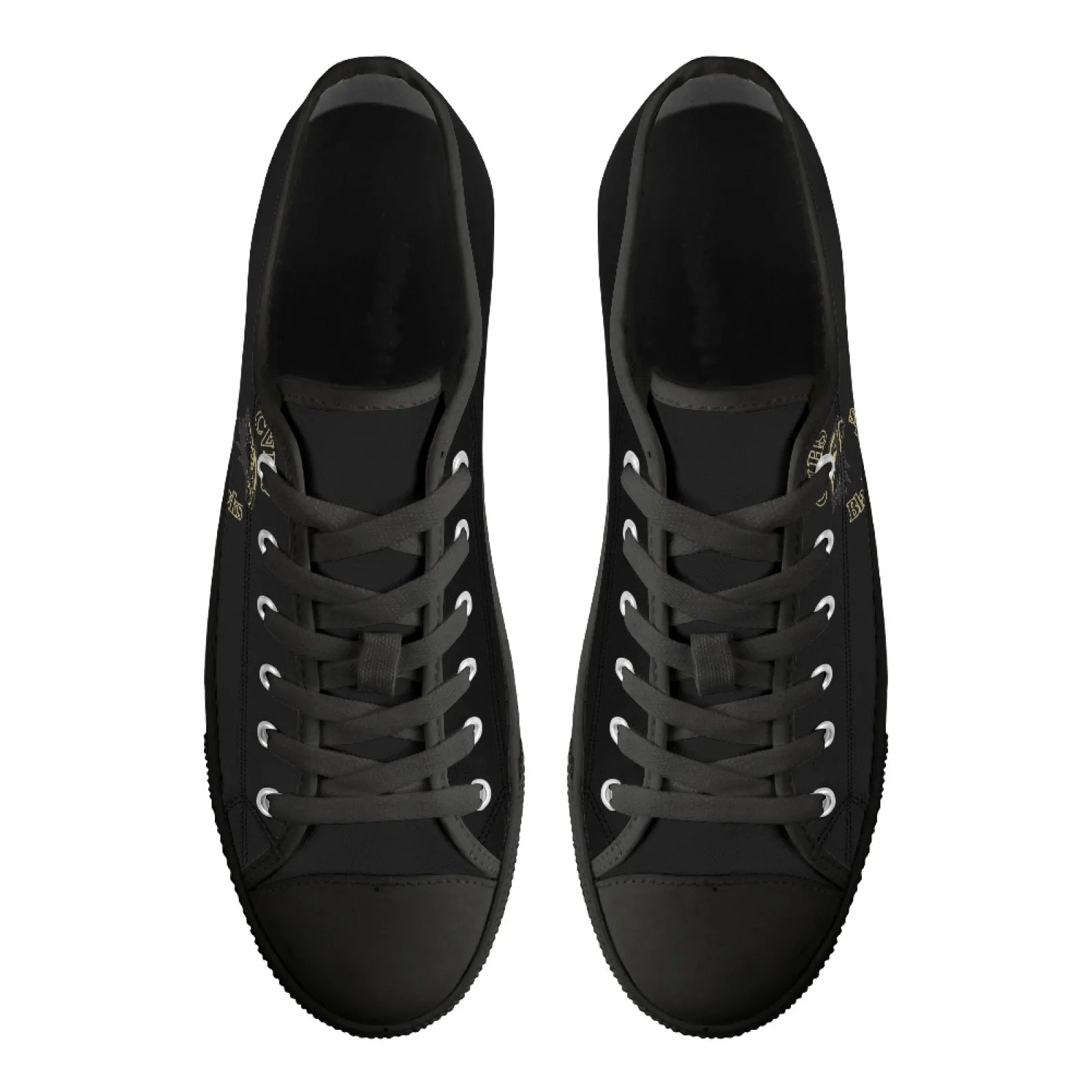 CVHS Blackhawk Round Logo Blackhawk Gold & Black Classic Low Top Canvas Shoes