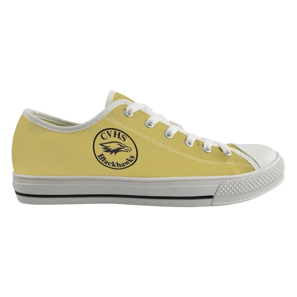 CVHS Blackhawk Round Logo Blackhawk Gold & Black Classic Low Top Canvas Shoes