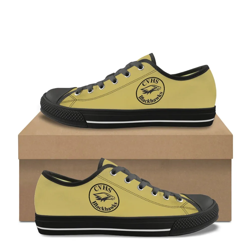 CVHS Blackhawk Round Logo Blackhawk Gold & Black Classic Low Top Canvas Shoes