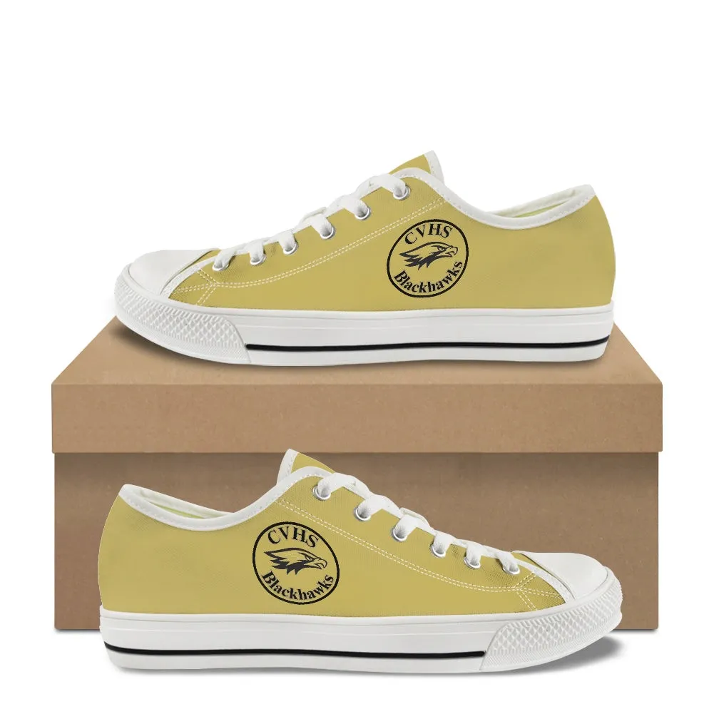 CVHS Blackhawk Round Logo Blackhawk Gold & Black Classic Low Top Canvas Shoes