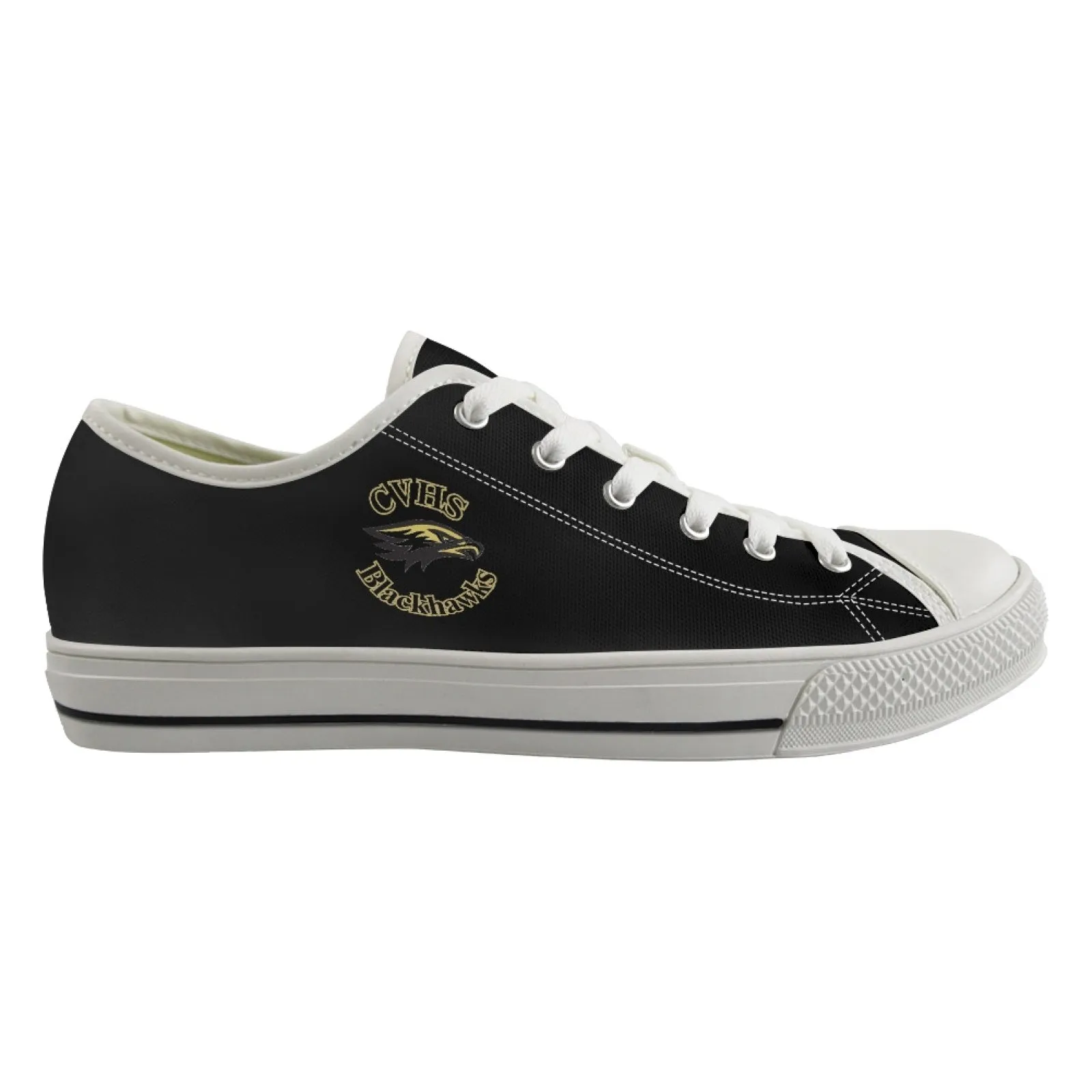 CVHS Blackhawk Round Logo Blackhawk Gold & Black Classic Low Top Canvas Shoes