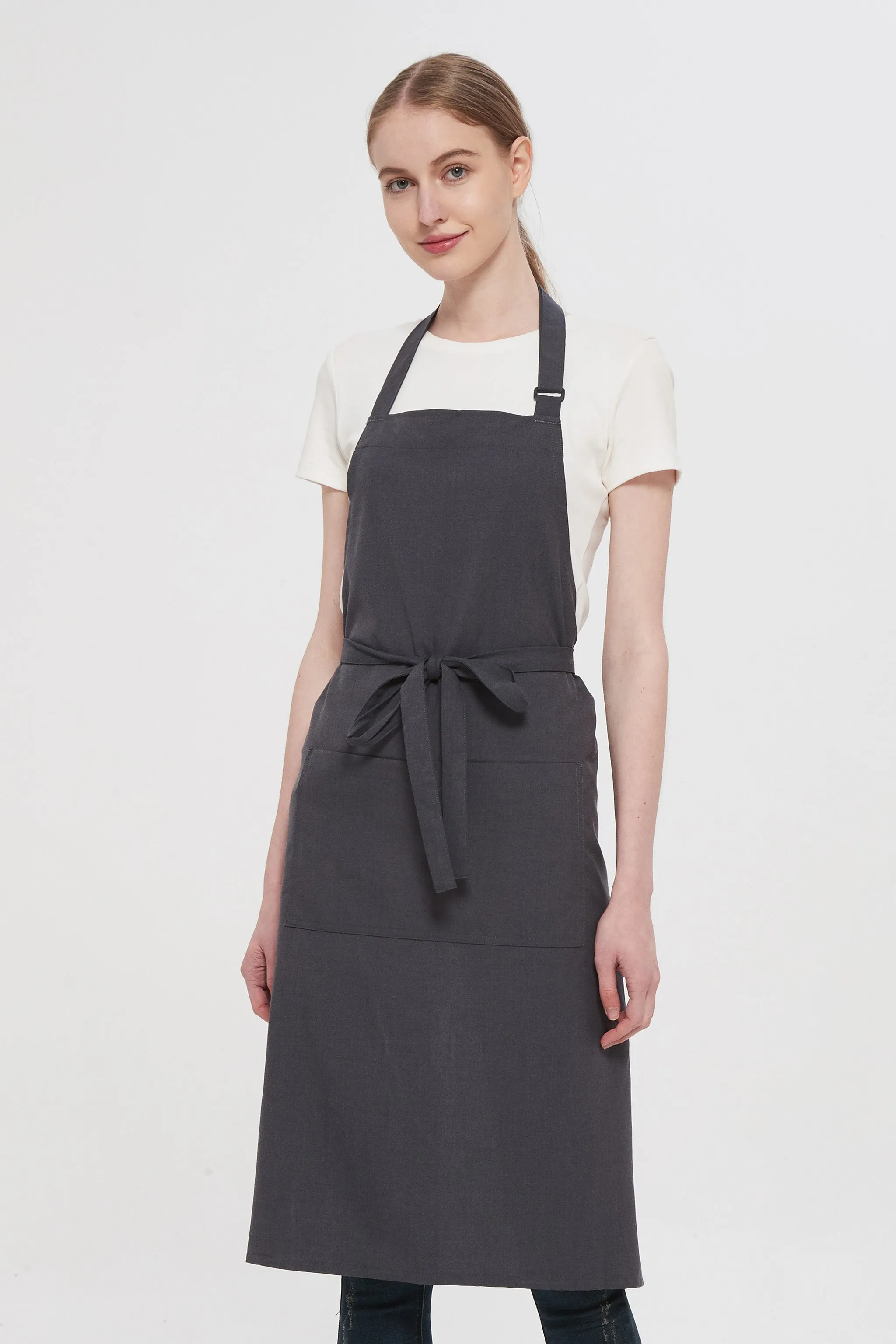 Dark Grey Bib Apron, 2 Pockets