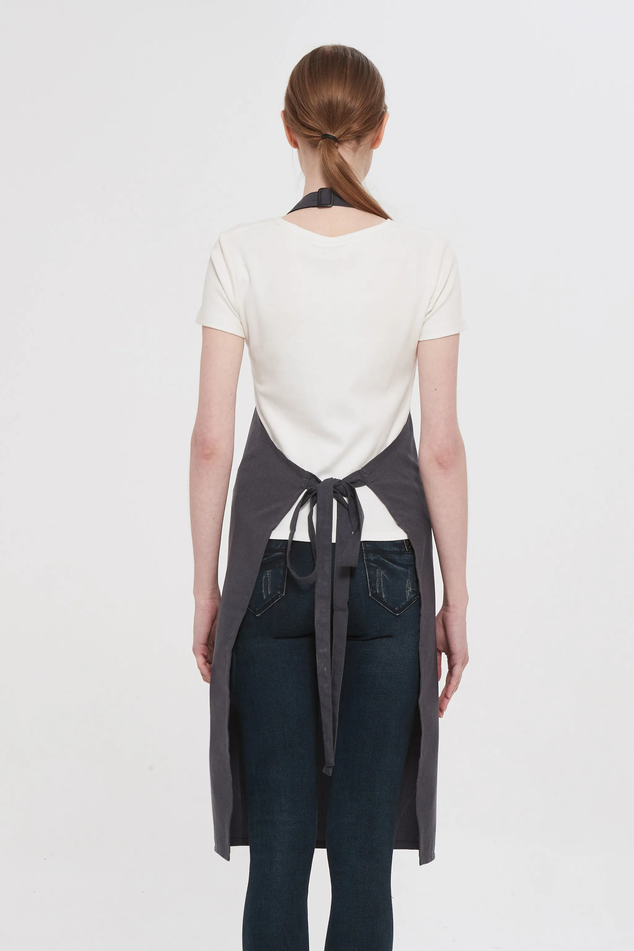 Dark Grey Bib Apron, 2 Pockets
