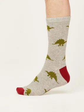 Dinosaur Socks - Mid Grey Marle