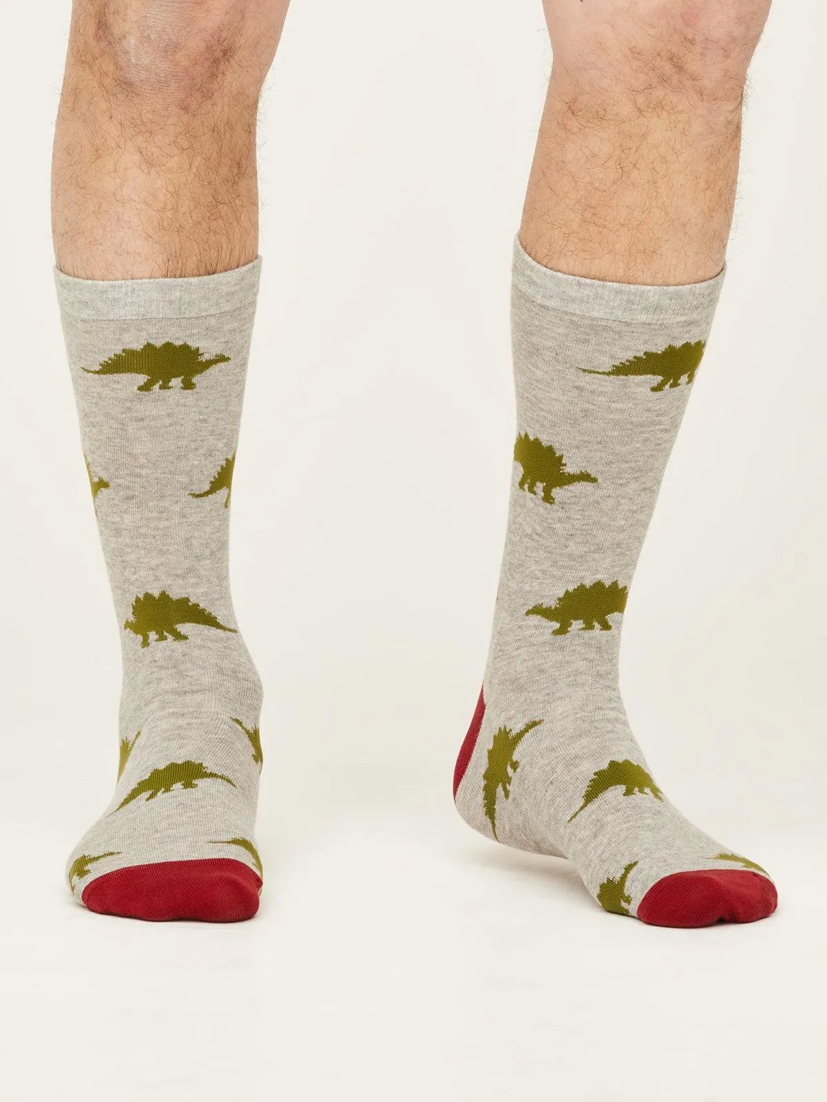Dinosaur Socks - Mid Grey Marle