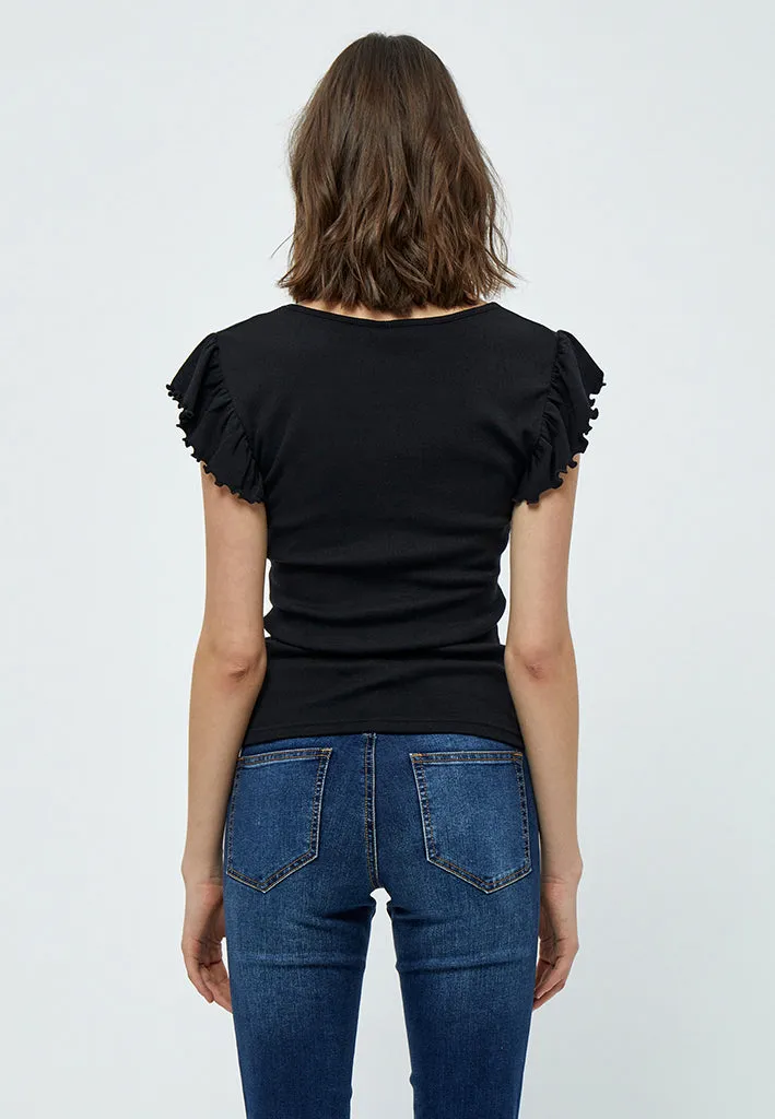 DSDareen GOTS Ruche T-Shirt - Black