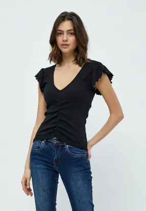 DSDareen GOTS Ruche T-Shirt - Black