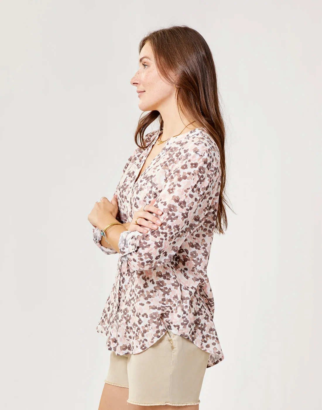 Dylan Gauze Tunic: Fawn Bloom