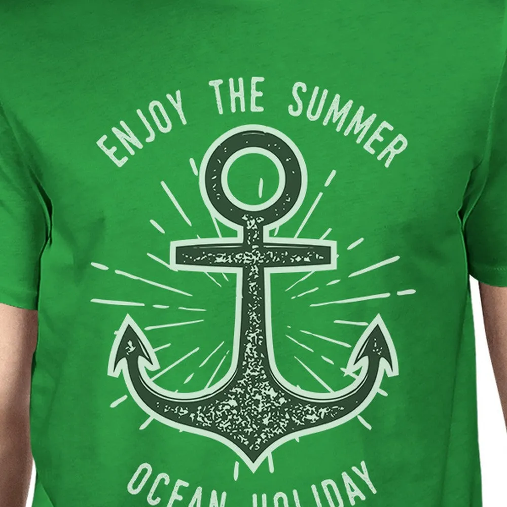 Enjoy The Summer Ocean Holiday Mens Green Shirt