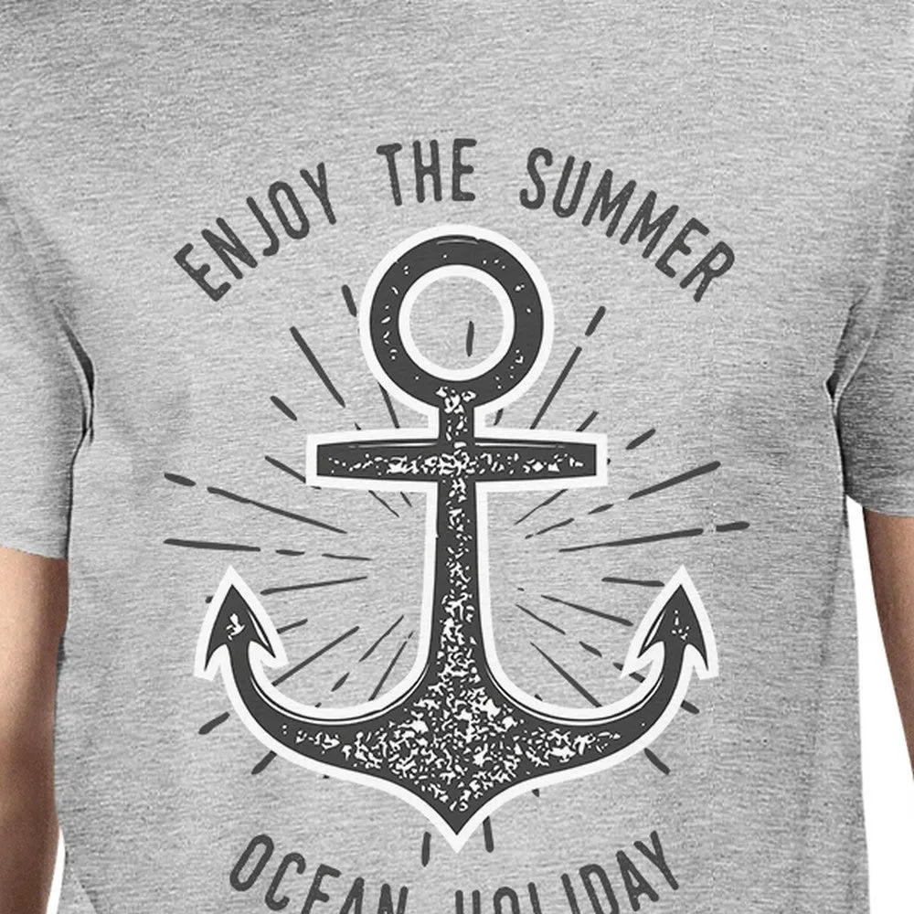 Enjoy The Summer Ocean Holiday Mens Grey Shirt