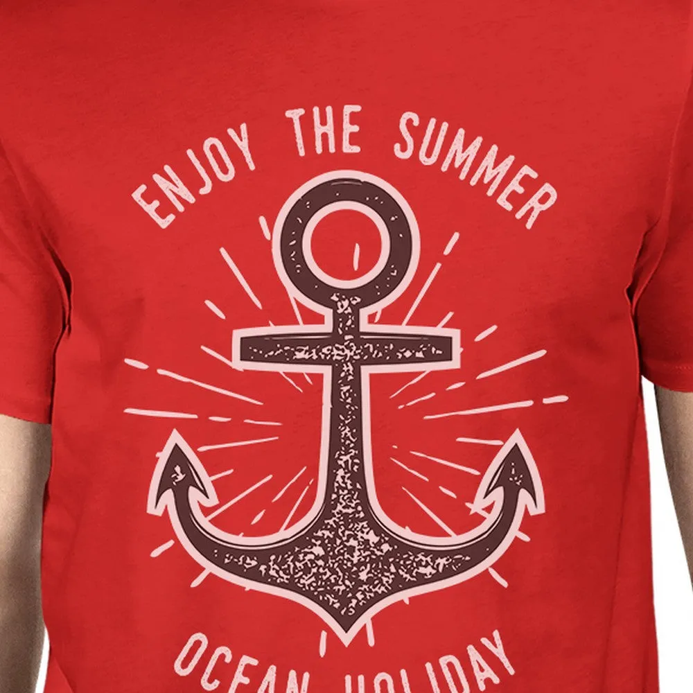 Enjoy The Summer Ocean Holiday Mens Red Shirt