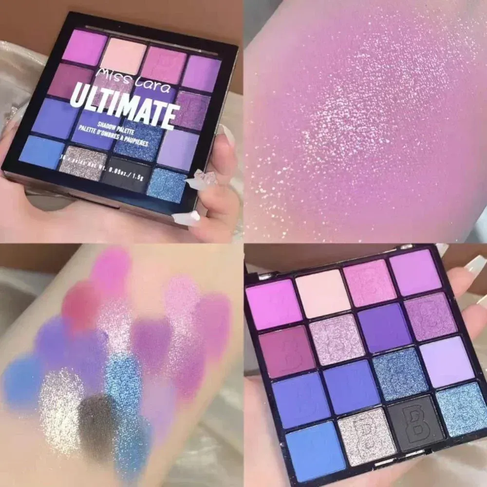 FLYTONN-16 Colors Matte Eye Shadow Shimmer Pink Purple Green High Pigment Brightening Waterproof Lasting Charming Eyes Cosmetics Makeup