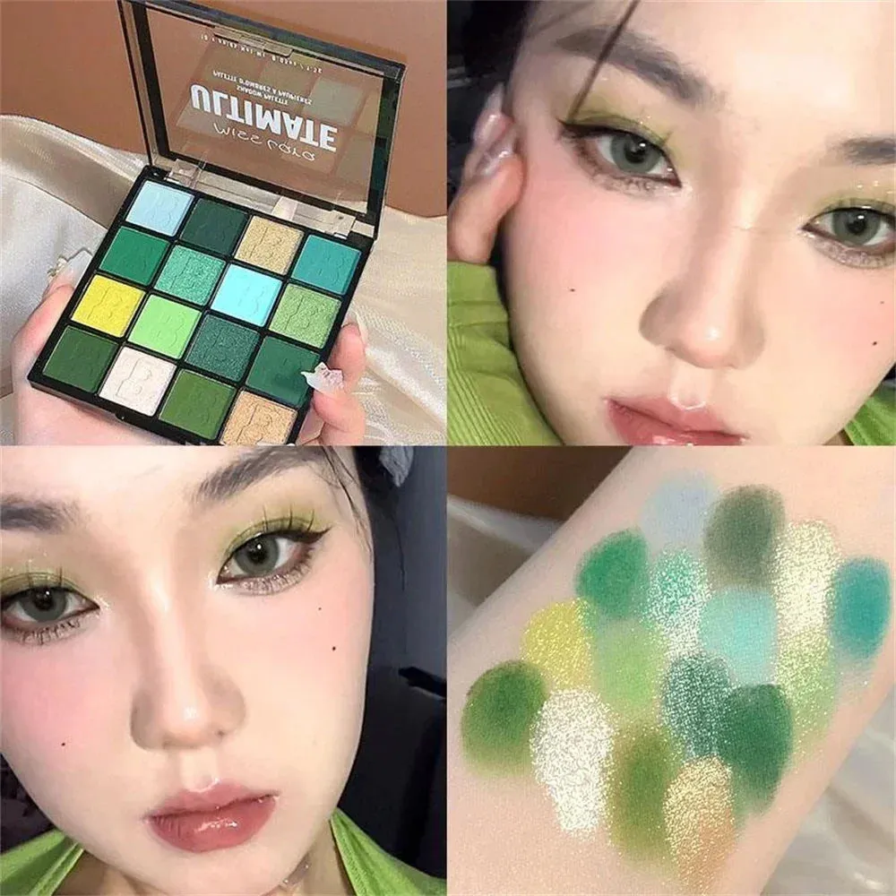 FLYTONN-16 Colors Matte Eye Shadow Shimmer Pink Purple Green High Pigment Brightening Waterproof Lasting Charming Eyes Cosmetics Makeup