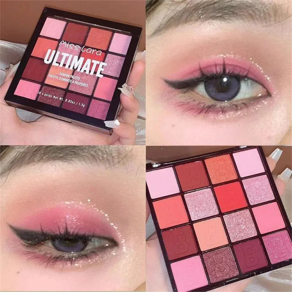 FLYTONN-16 Colors Matte Eye Shadow Shimmer Pink Purple Green High Pigment Brightening Waterproof Lasting Charming Eyes Cosmetics Makeup