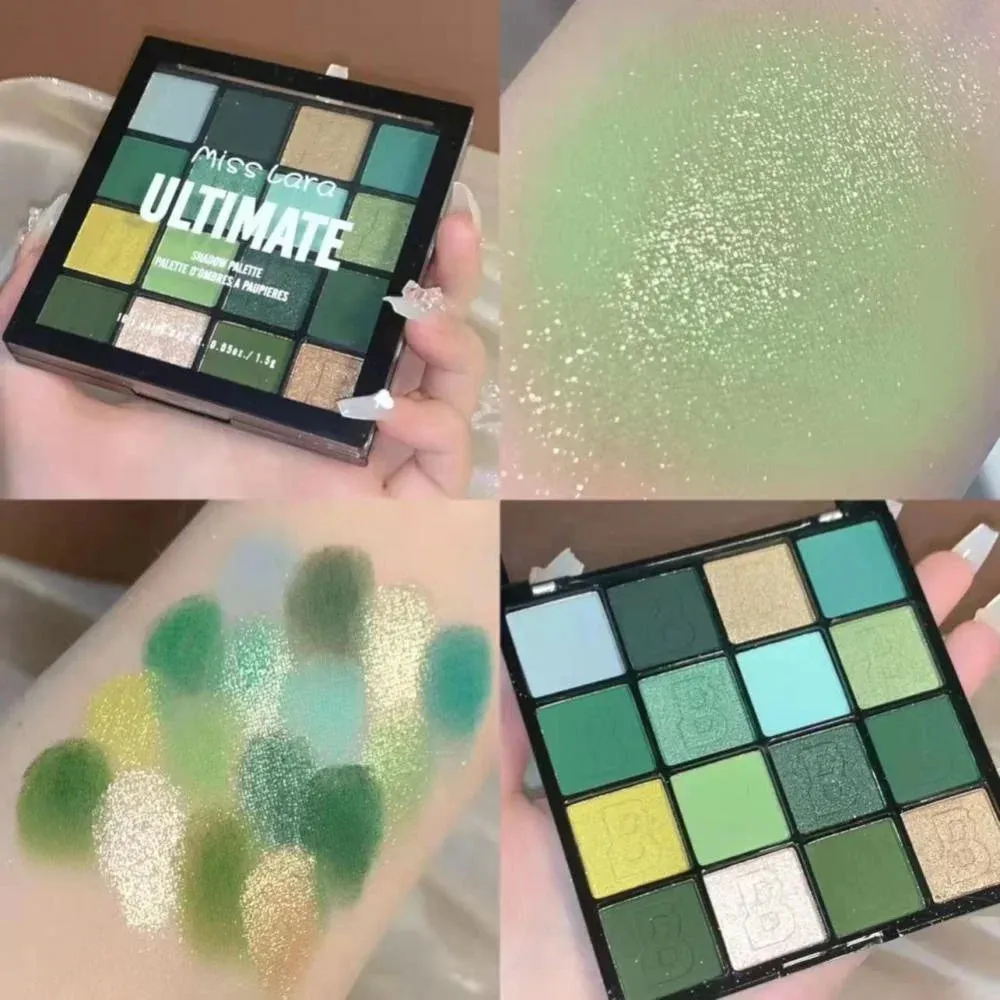 FLYTONN-16 Colors Matte Eye Shadow Shimmer Pink Purple Green High Pigment Brightening Waterproof Lasting Charming Eyes Cosmetics Makeup