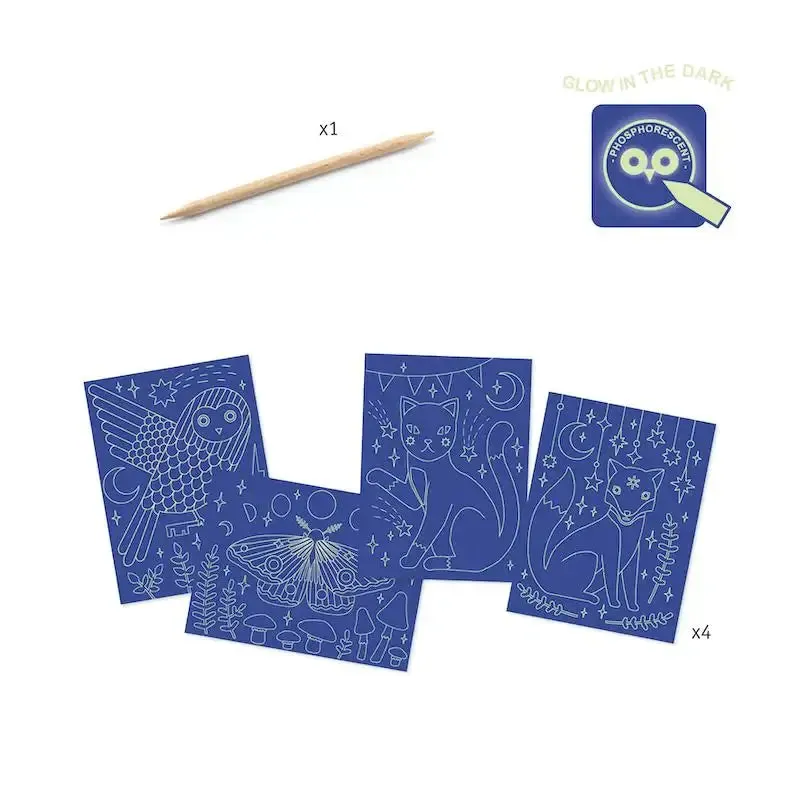 Glow-in-the-Dark Scratch Card Activity Set: At Night