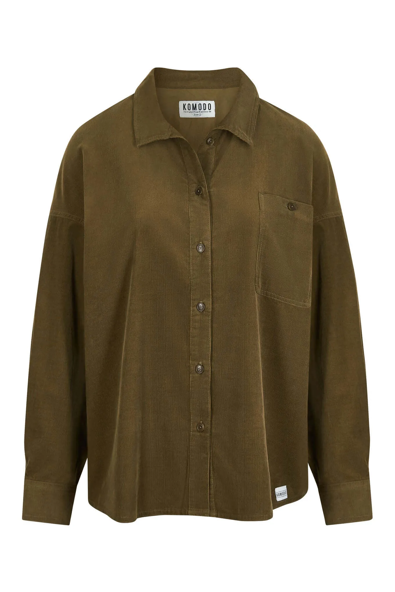 Hanako Organic Cotton Corduroy Shirt in Olive Green