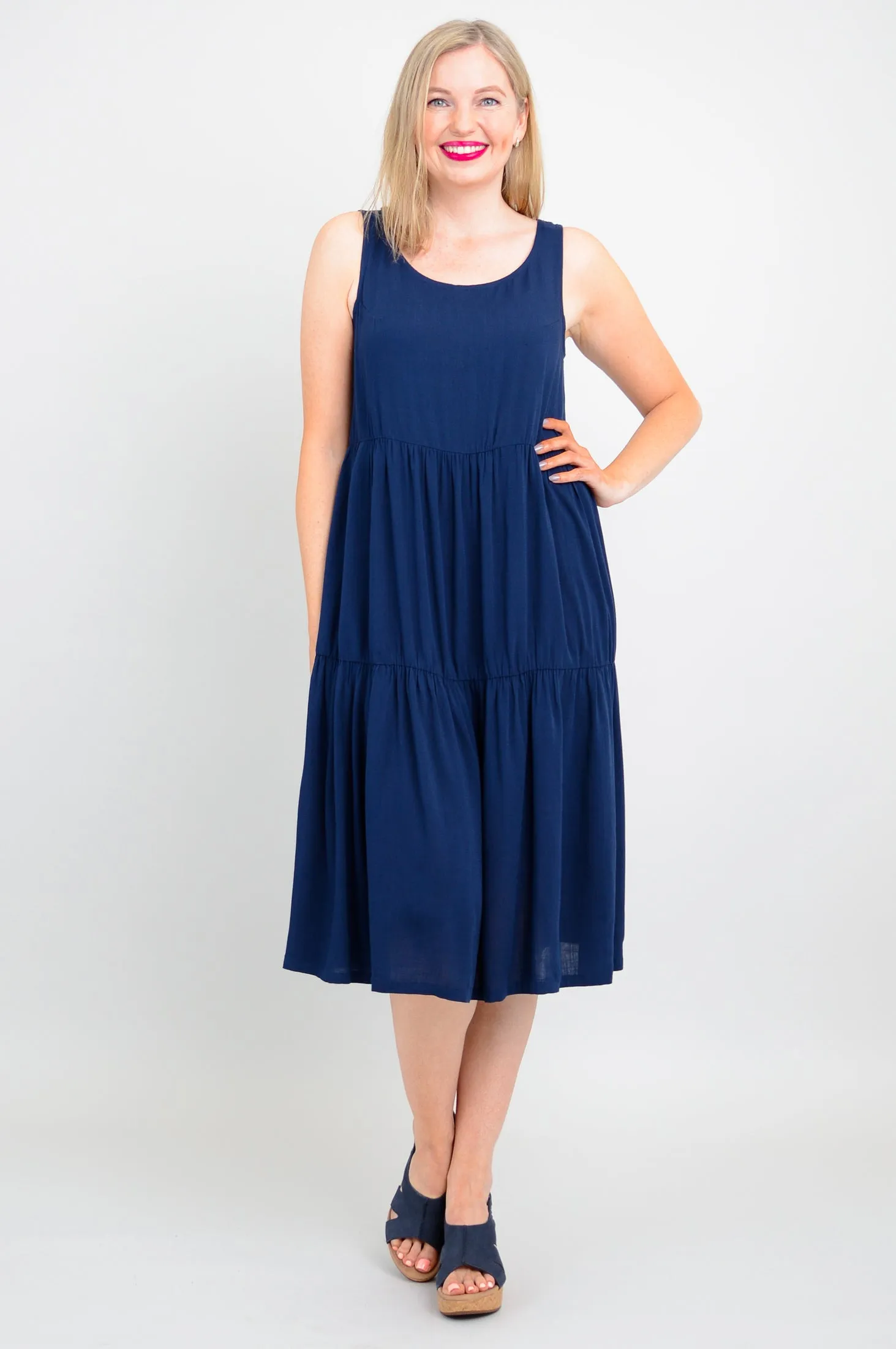 Juni Dress, Indigo, Linen Bamboo