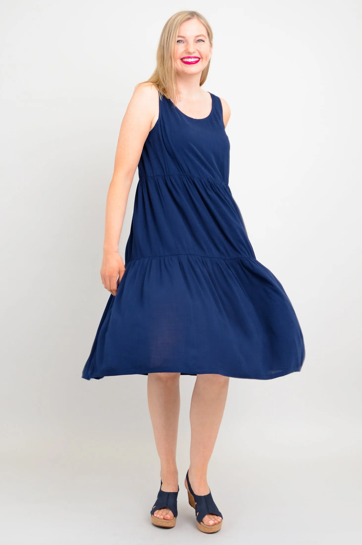 Juni Dress, Indigo, Linen Bamboo