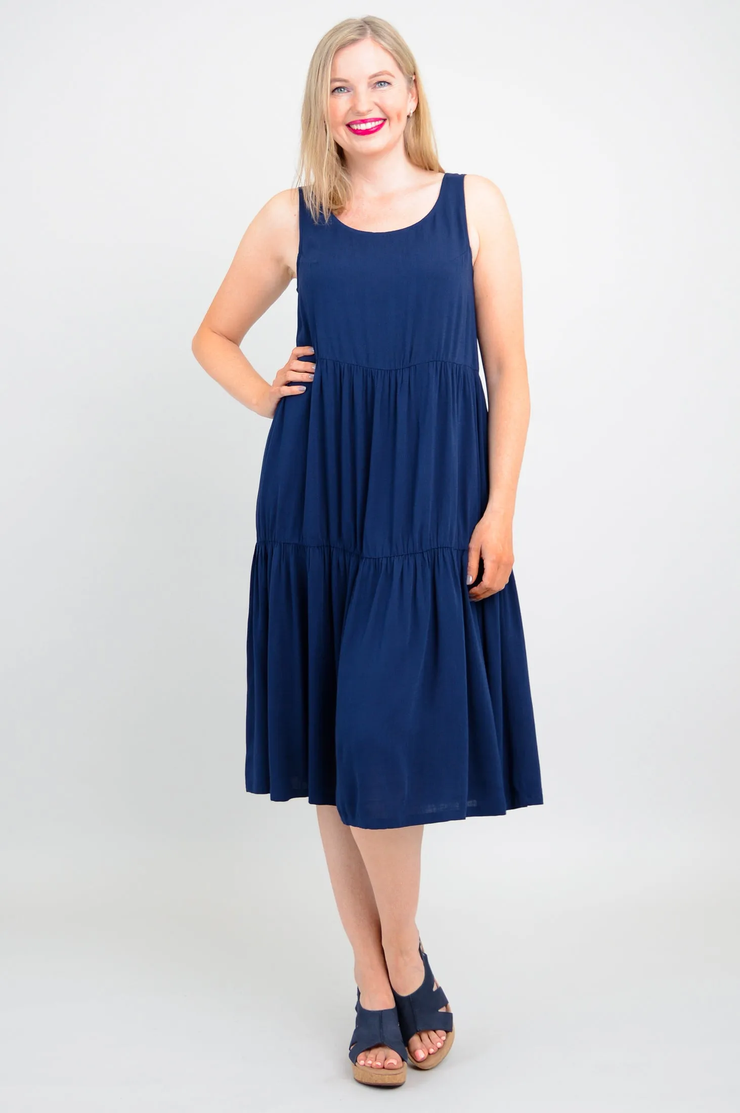 Juni Dress, Indigo, Linen Bamboo