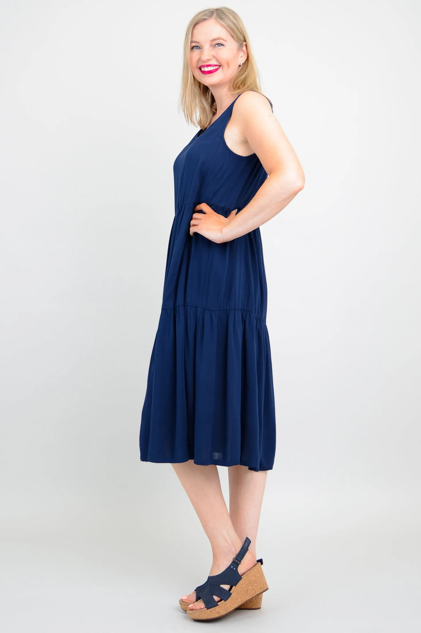 Juni Dress, Indigo, Linen Bamboo