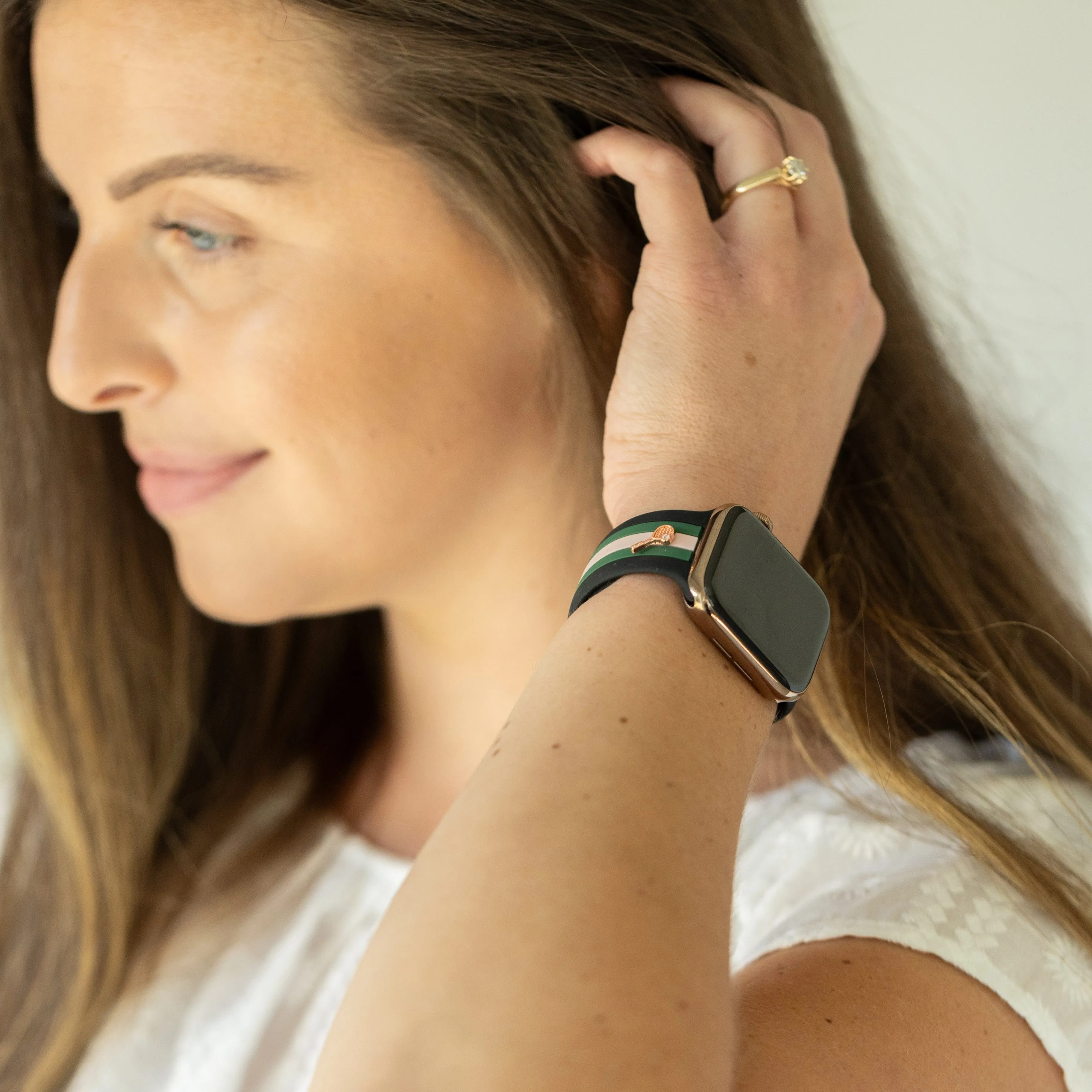 Let's Cause a Racket 🏓 Black/Pink/Green Smart Watch Band
