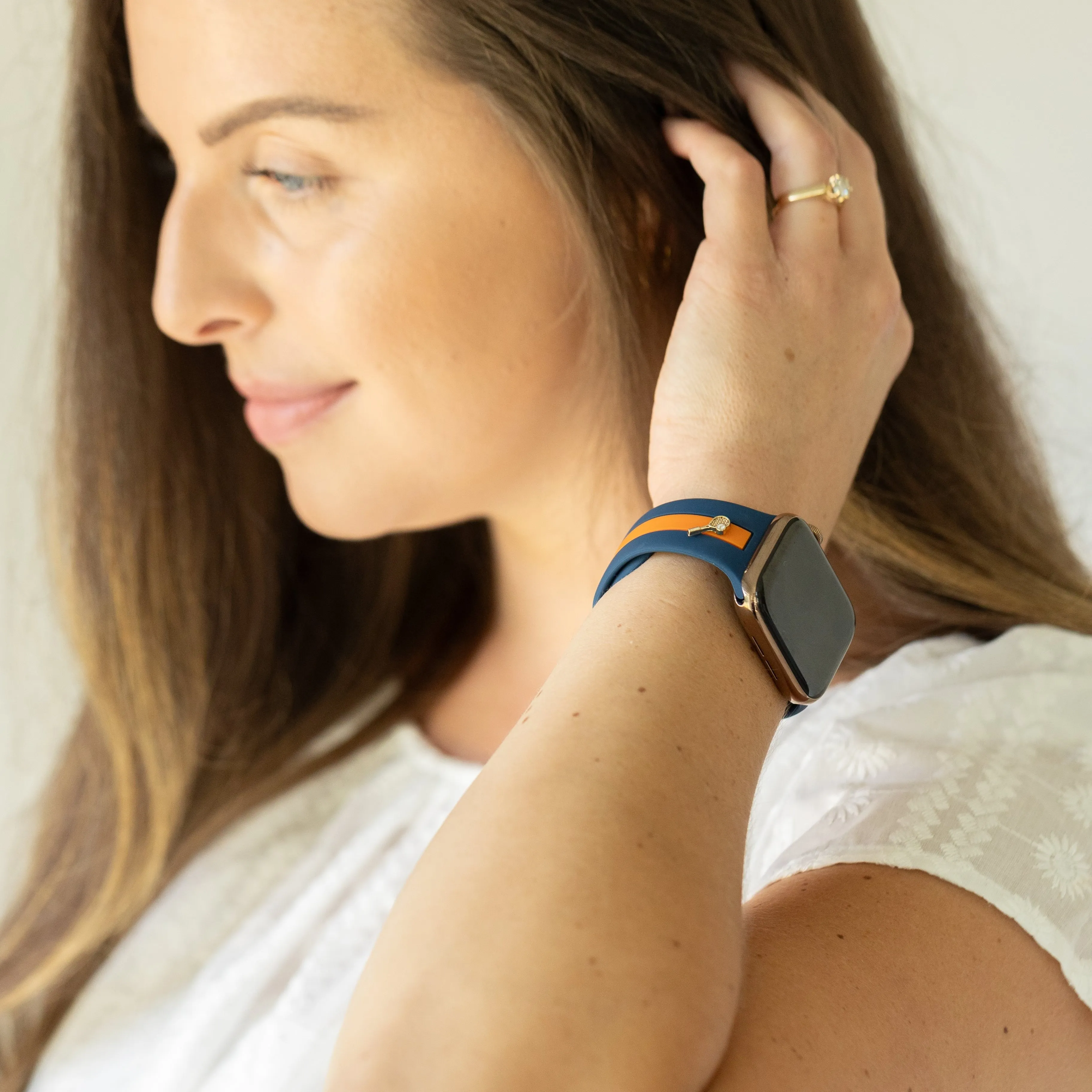 Let's Cause a Racket 🏓 Blue & Orange Smart Watch Band