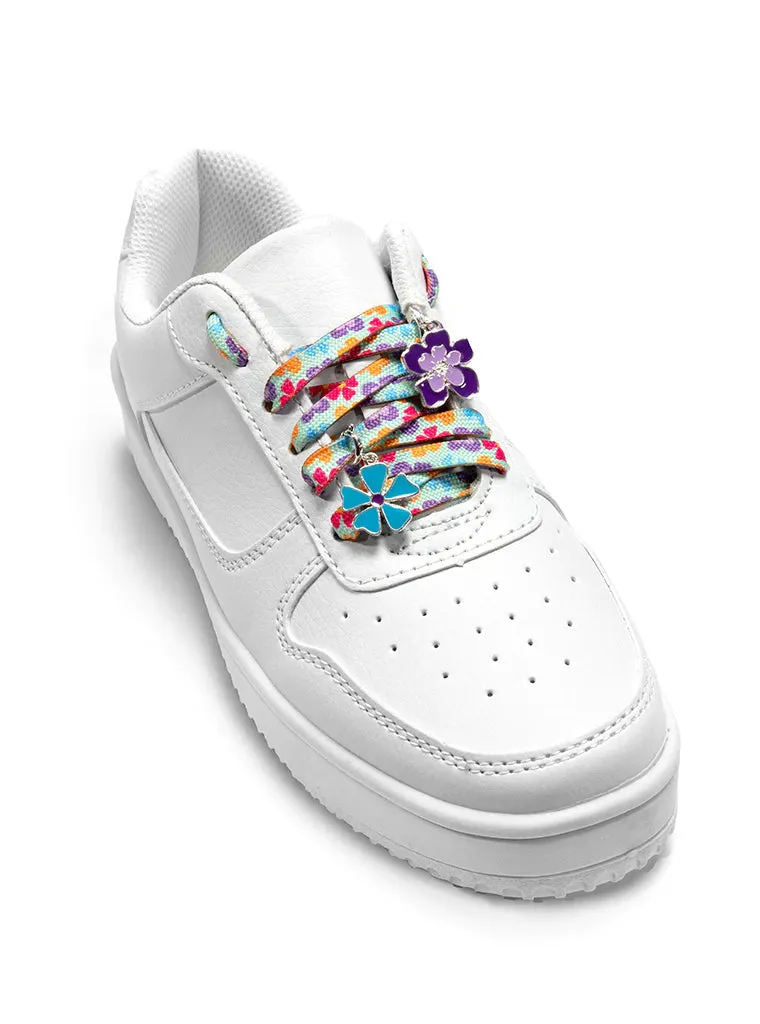 Living Royal Flower Power Shoelaces   Charm Set