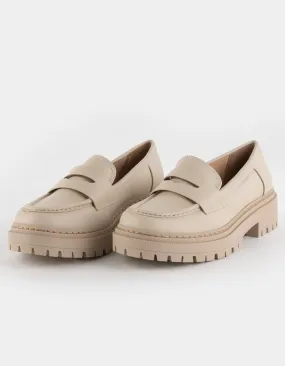 Lug Sole Penny Loafers in Bone