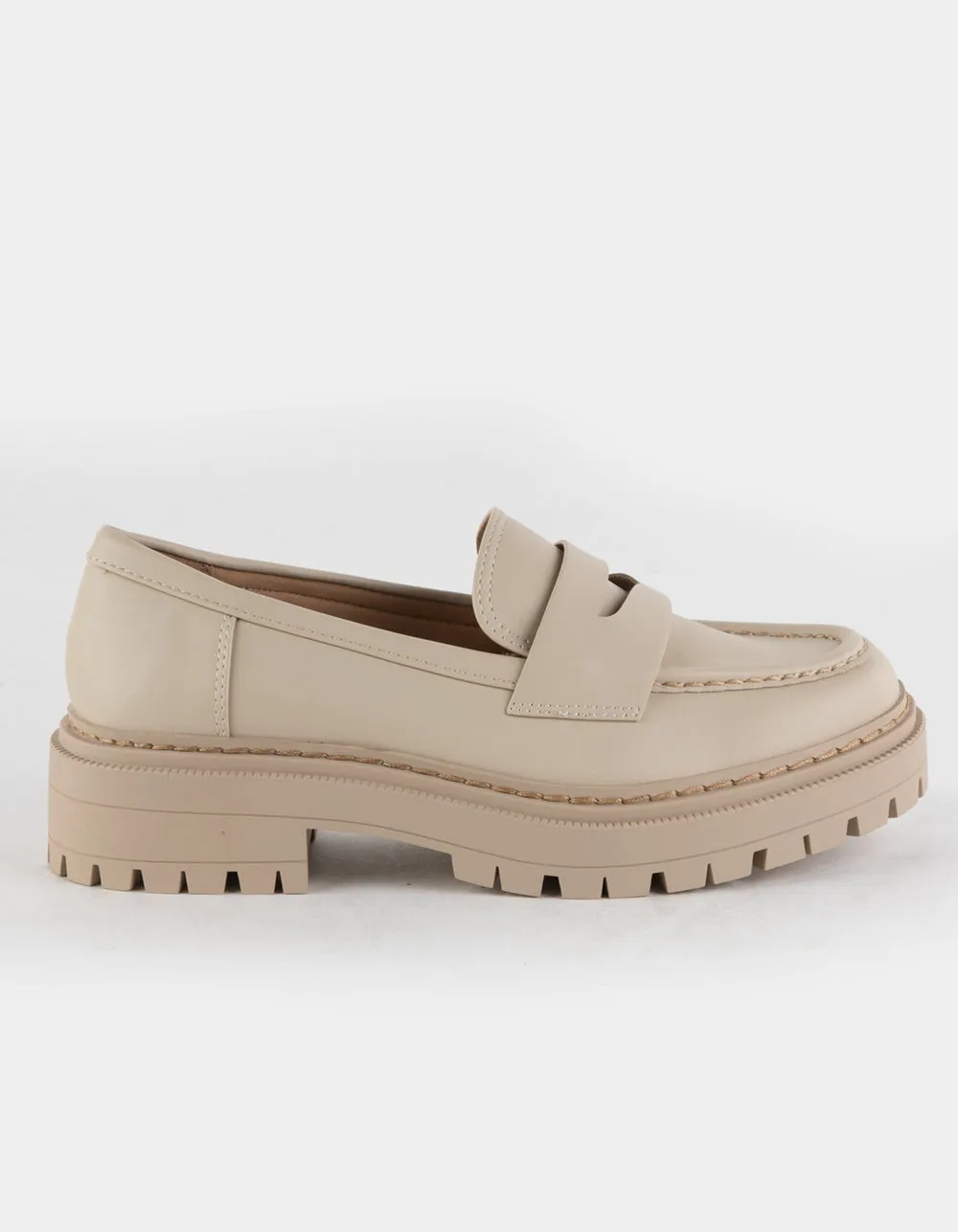 Lug Sole Penny Loafers in Bone