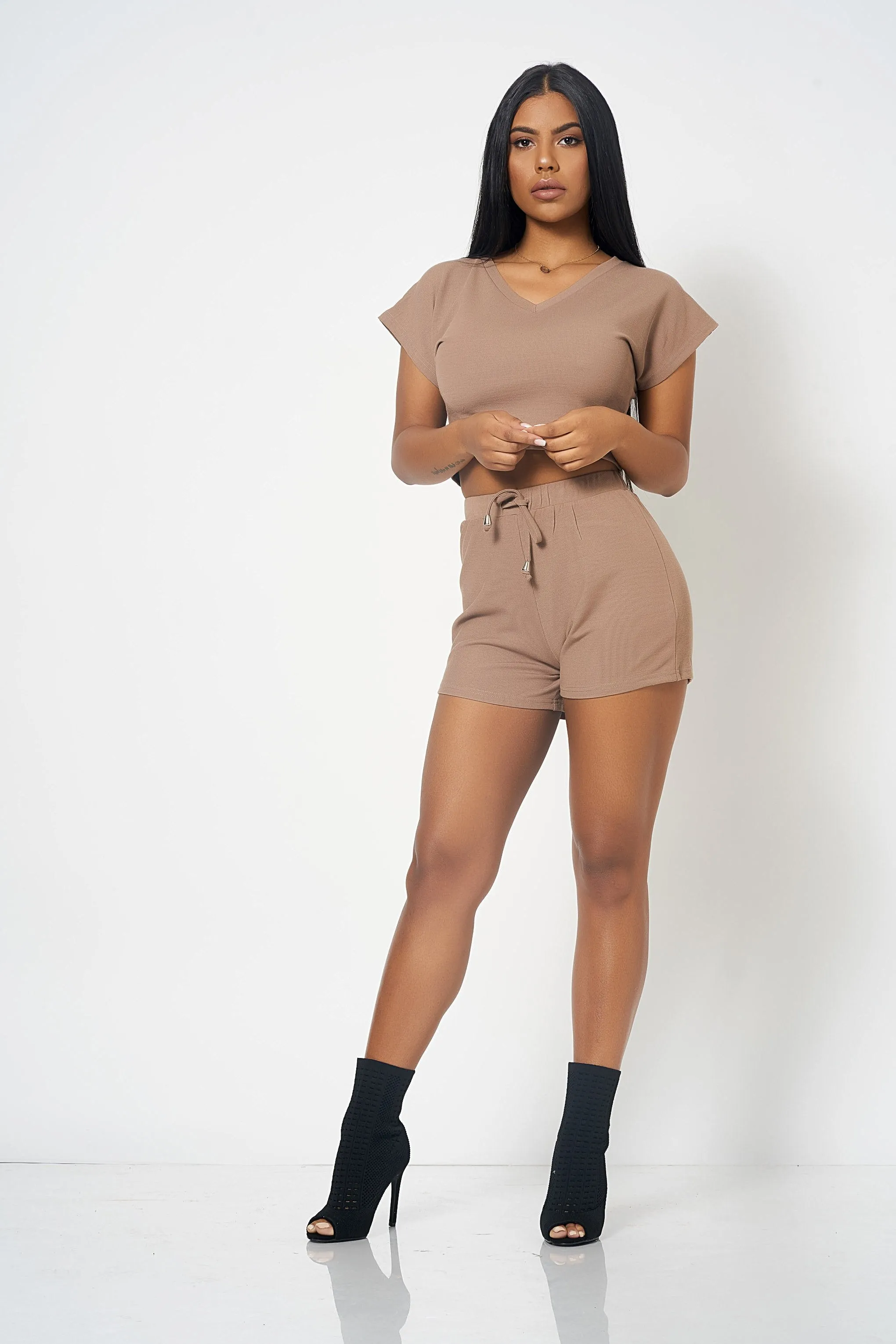 Mocha Cropped Lounge Playsuit