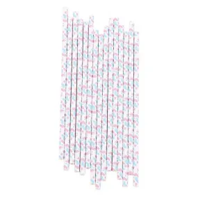 Pink & Blue Baby Footprint Paper Straws