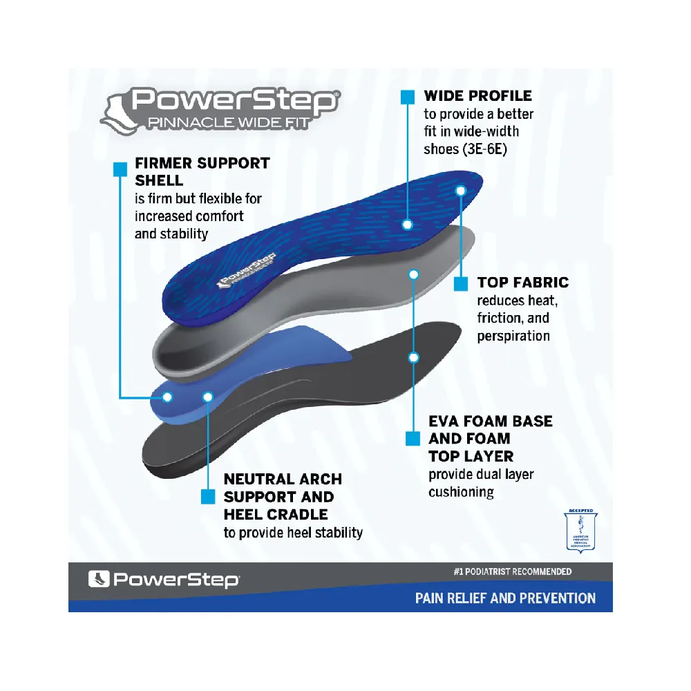 Powerstep Wide Fit Full Length Insoles | One Pair