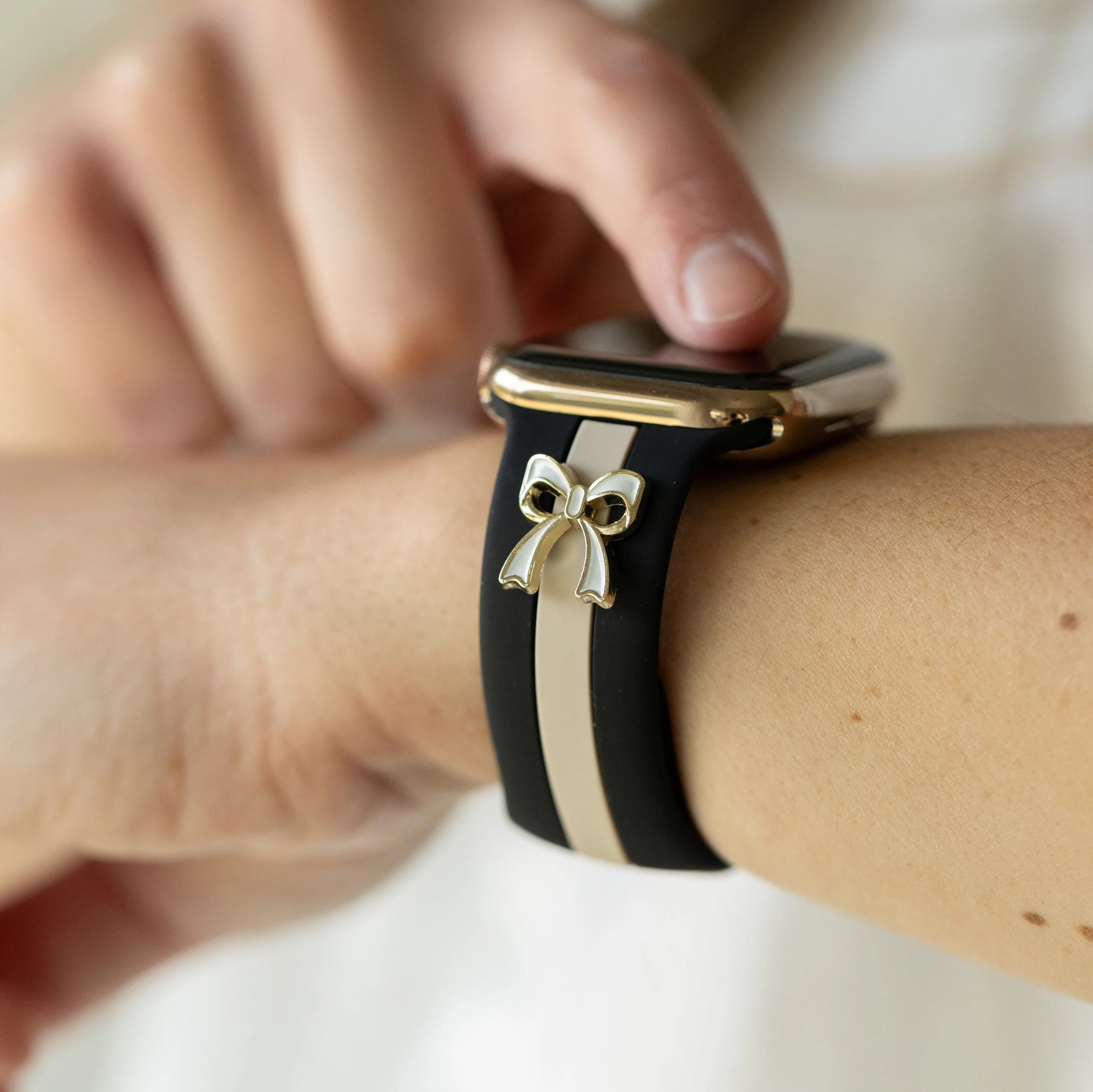 Stylish Skye Black and Nude Sand Smart Watch Band - Adjustable, Durable, and Fashion-Forward Design